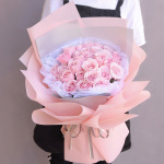 粉色佳人-33朵粉玫瑰花束