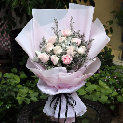 粉雪山A款-19朵玫瑰- 维纳斯鲜花礼品网