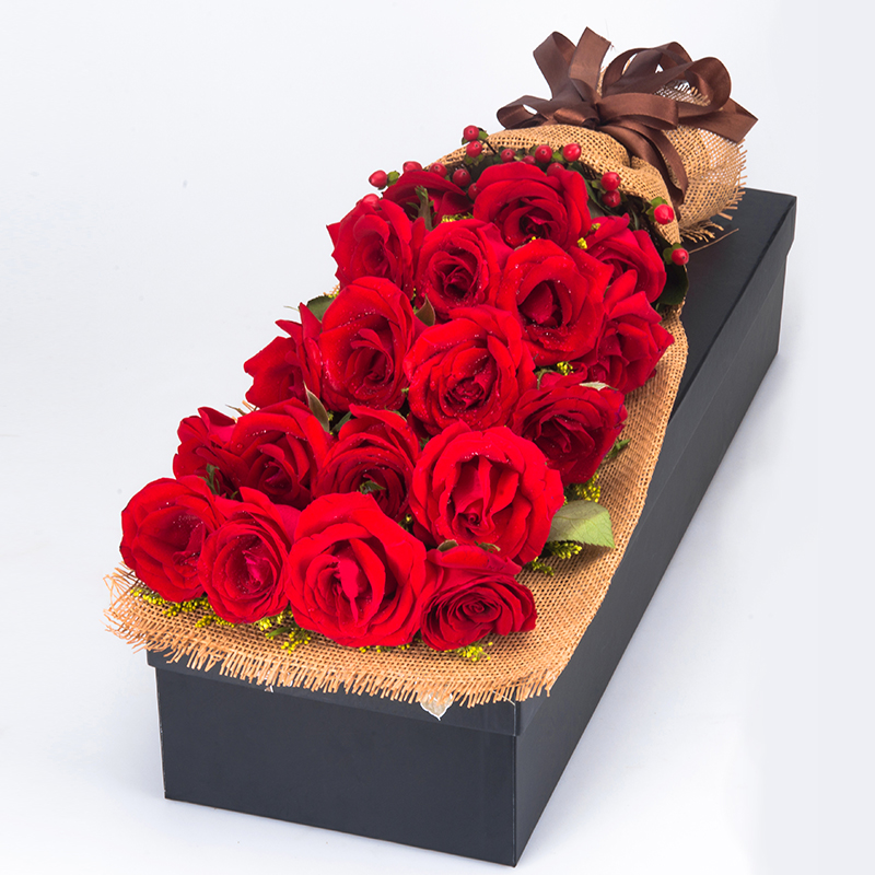 花正盛开-19朵红玫瑰 礼盒