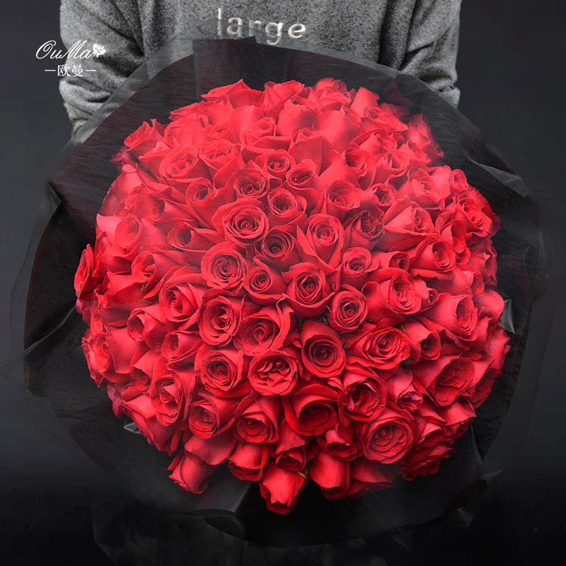 朦胧美丽-99朵红玫瑰黑纱